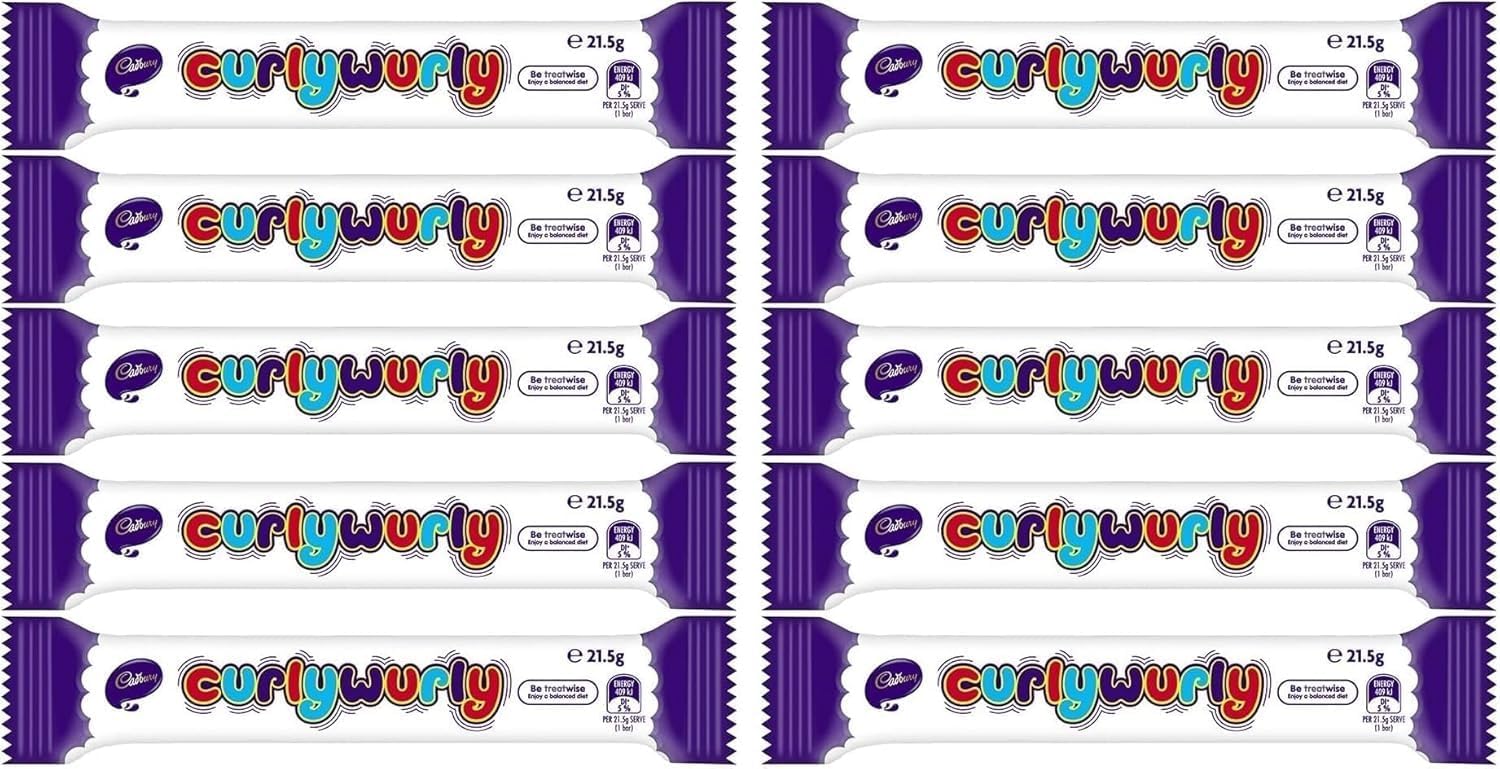 Curly Wurly Chocolate Bars, 21g, Pack of 10 With Walkers Crisps Multipack Box 25g x 32 packs