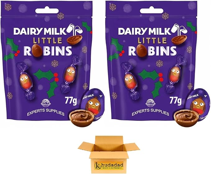 Dairy Milk Winter Wonderland Chocolate Bars 100g–110g | Mini Snowballs & Winter Wonderland Edition | Milk & White Chocolate | Christmas Sharing Treats (2x, Little Robins Bag)