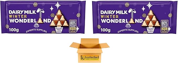 Dairy Milk Winter Wonderland Chocolate Bars 100g–110g | Mini Snowballs & Winter Wonderland Edition | Milk & White Chocolate | Christmas Sharing Treats (2x, Little Robins Bag)